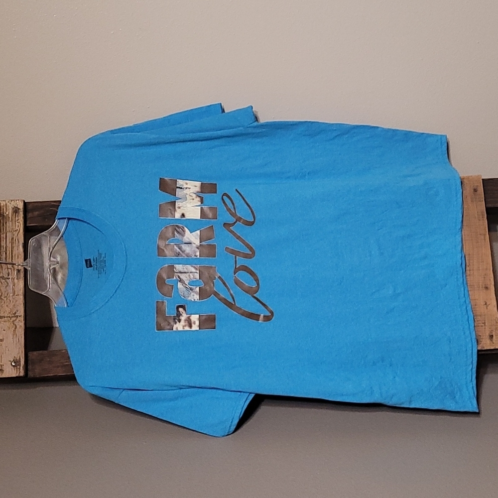 Womens 2xl short sleeve Tshirt Blue screenprint